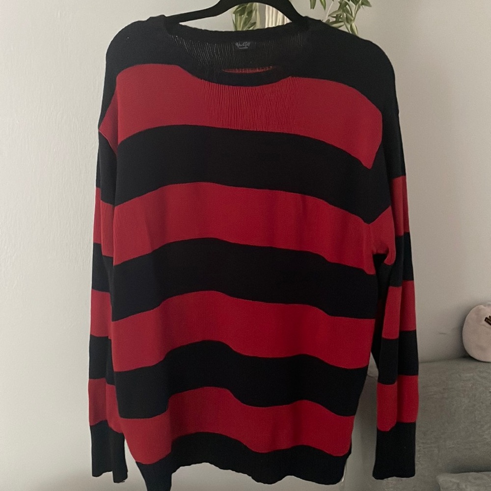 John Galt Red and Black Striped Brianna Sweater